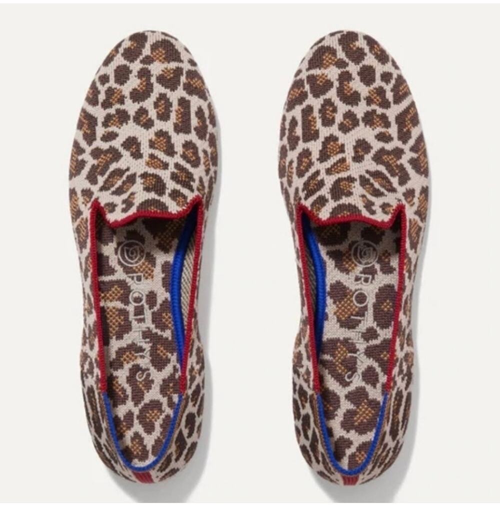 Rothy’s The Loafer Mocha Spot Leopard Print Flat Shoes Casual Size 8